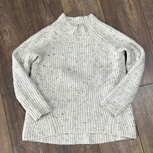 Madewell Speckled Cream mockneck wool blend Sweater XS petite raglan